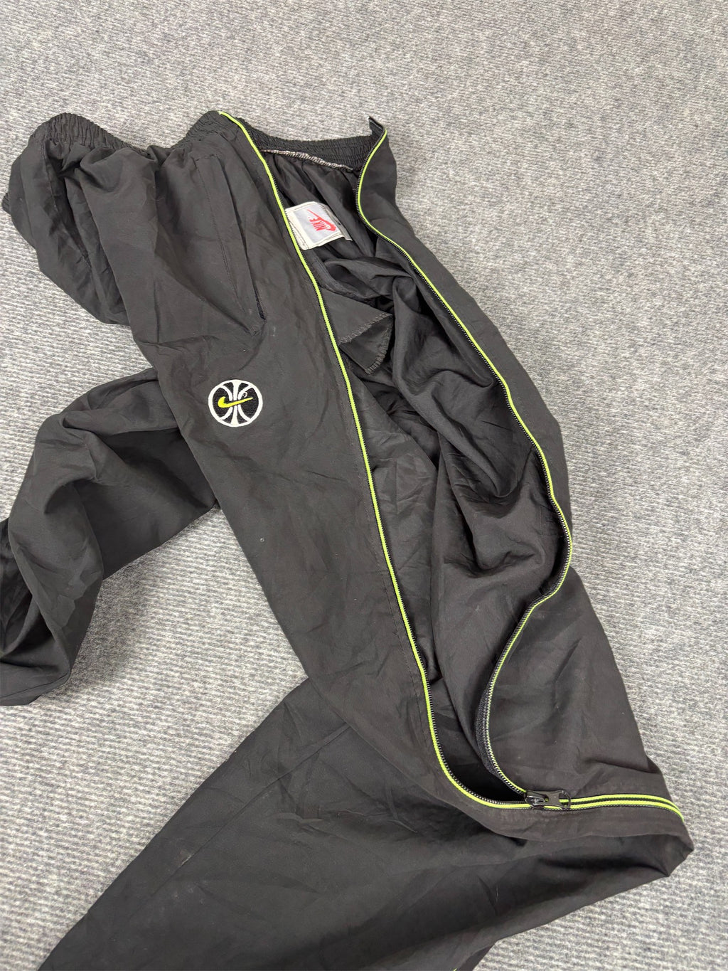 Vintage 90's Nike Track Pants Men's S Black Basketball Full Zip Joggers Wide Leg