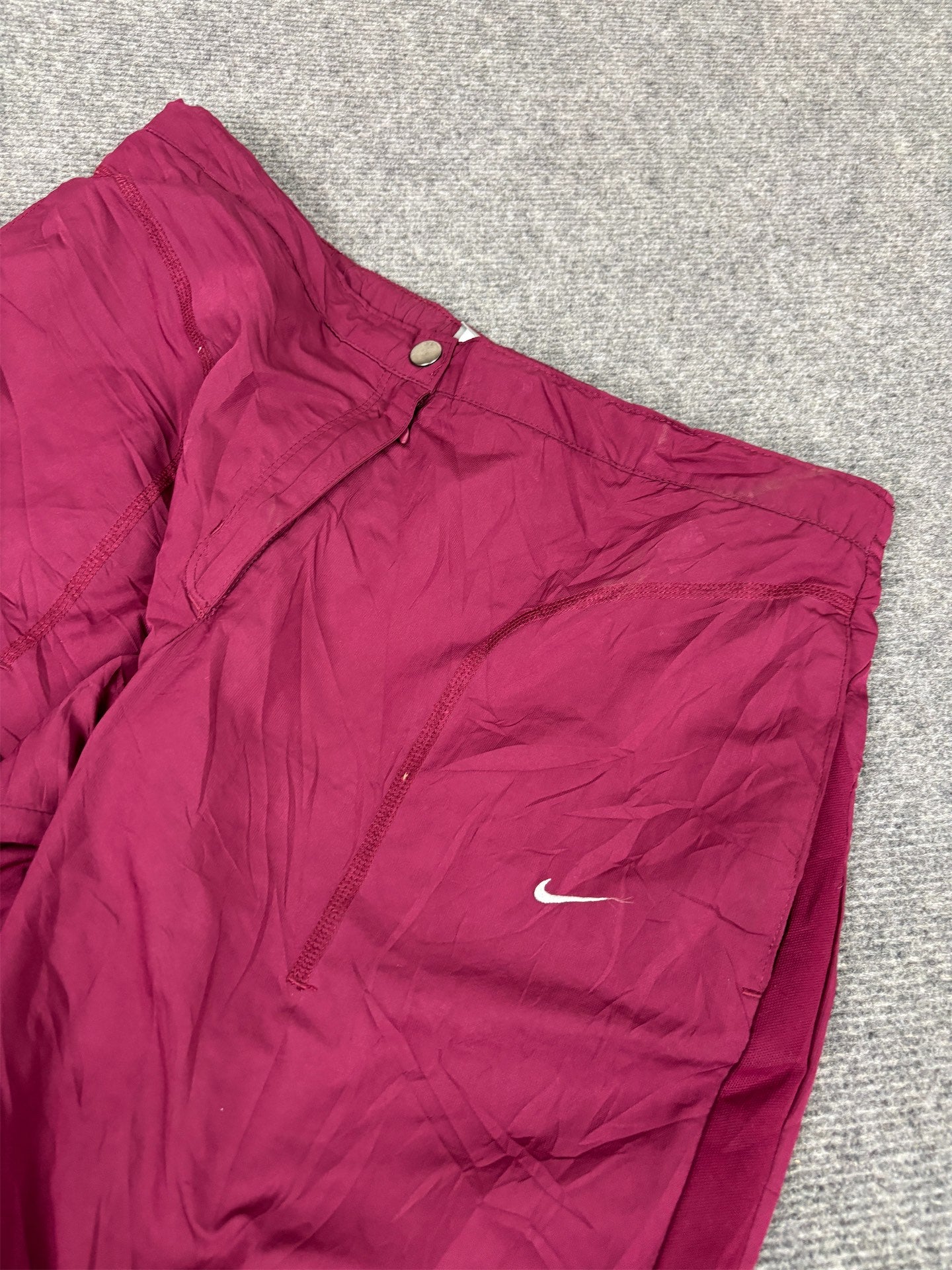 Vintage Y2K Nike Track Pants Women's S Red White Swoosh Fox Logo Joggers Wide Leg