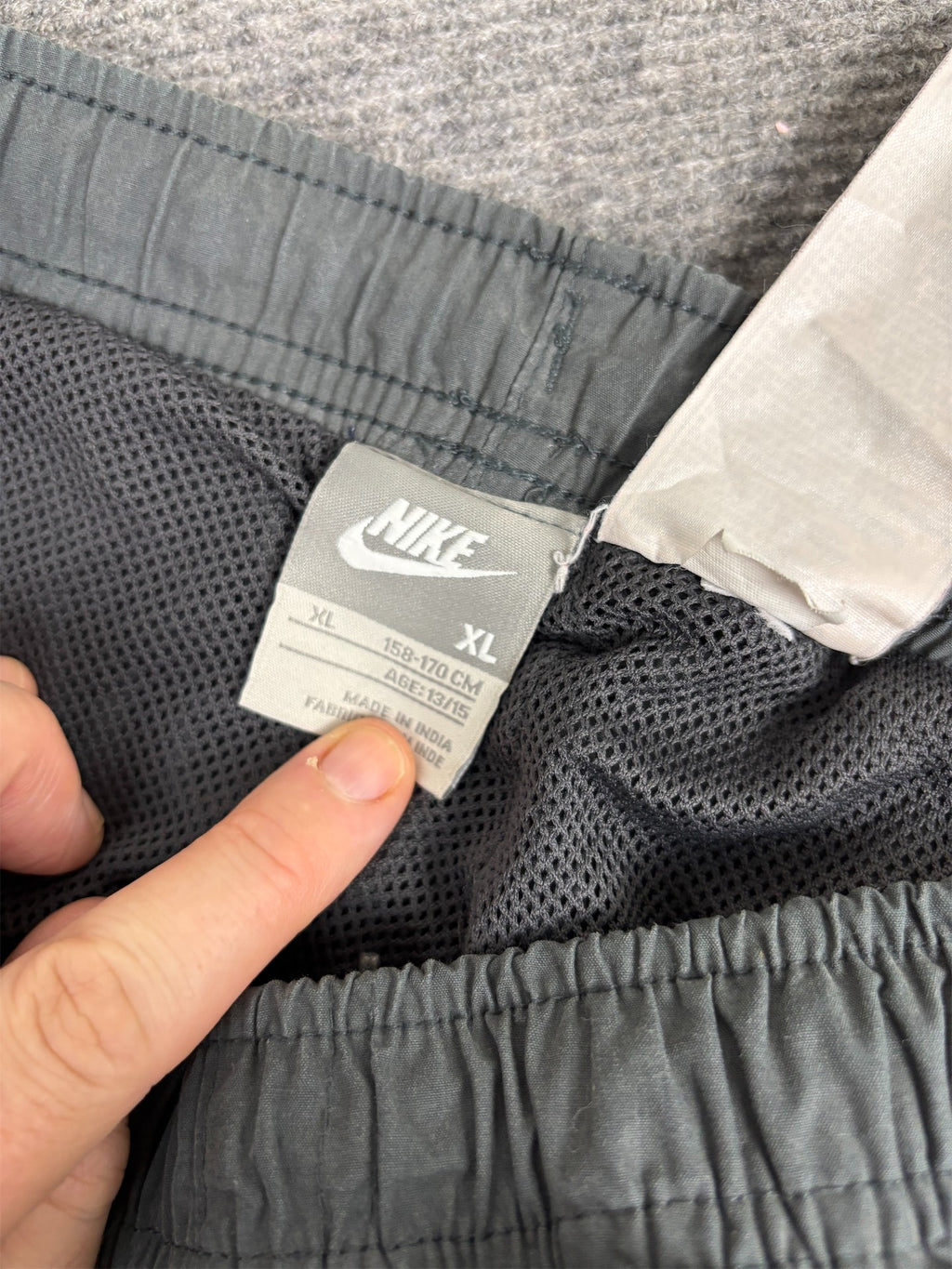 Vintage Y2K Nike Track Pants Men's M Grey Piping Spell Out Joggers Wide Leg