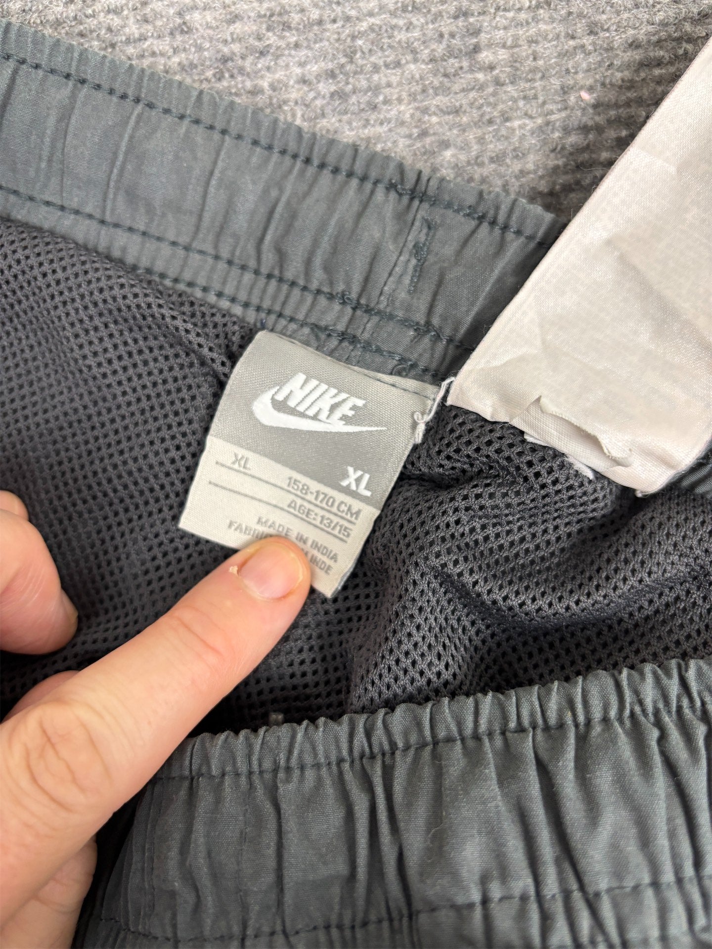 Vintage Y2K Nike Track Pants Men's M Grey Piping Spell Out Joggers Wide Leg