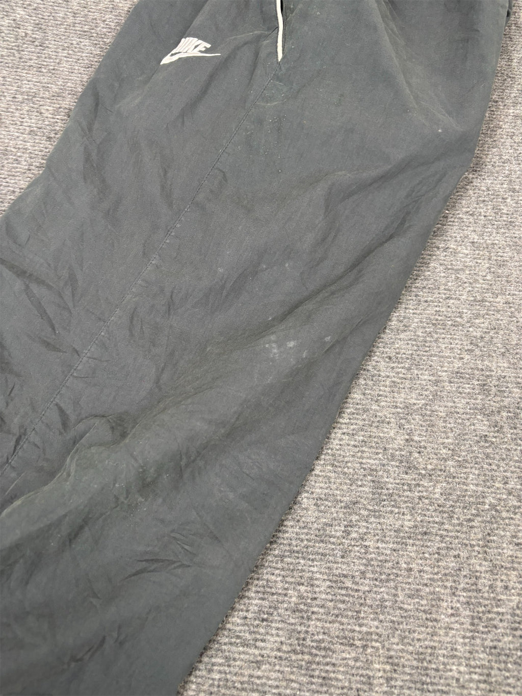 Vintage Y2K Nike Track Pants Men's M Grey Piping Spell Out Joggers Wide Leg