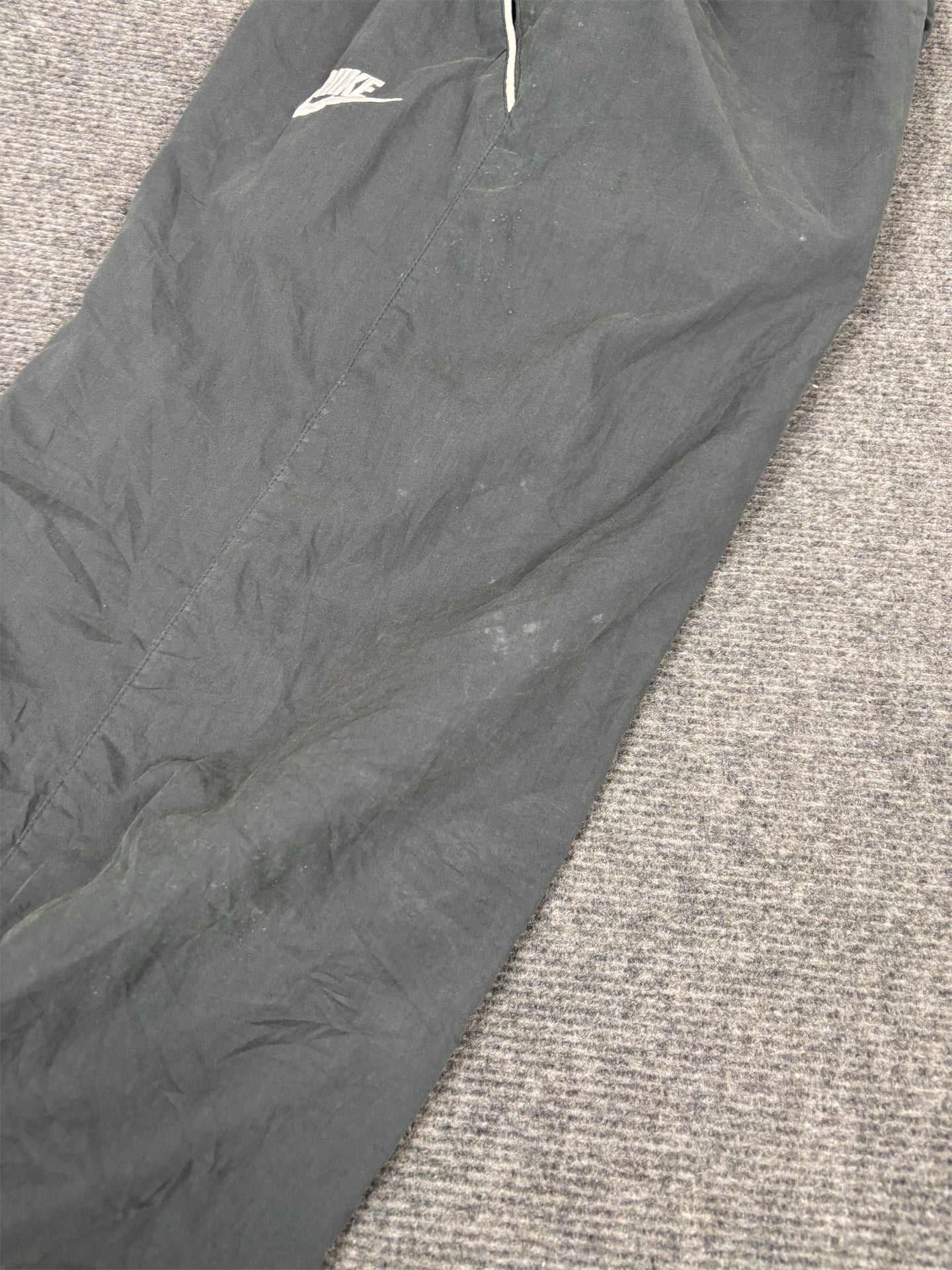 Vintage Y2K Nike Track Pants Men's M Grey Piping Spell Out Joggers Wide Leg