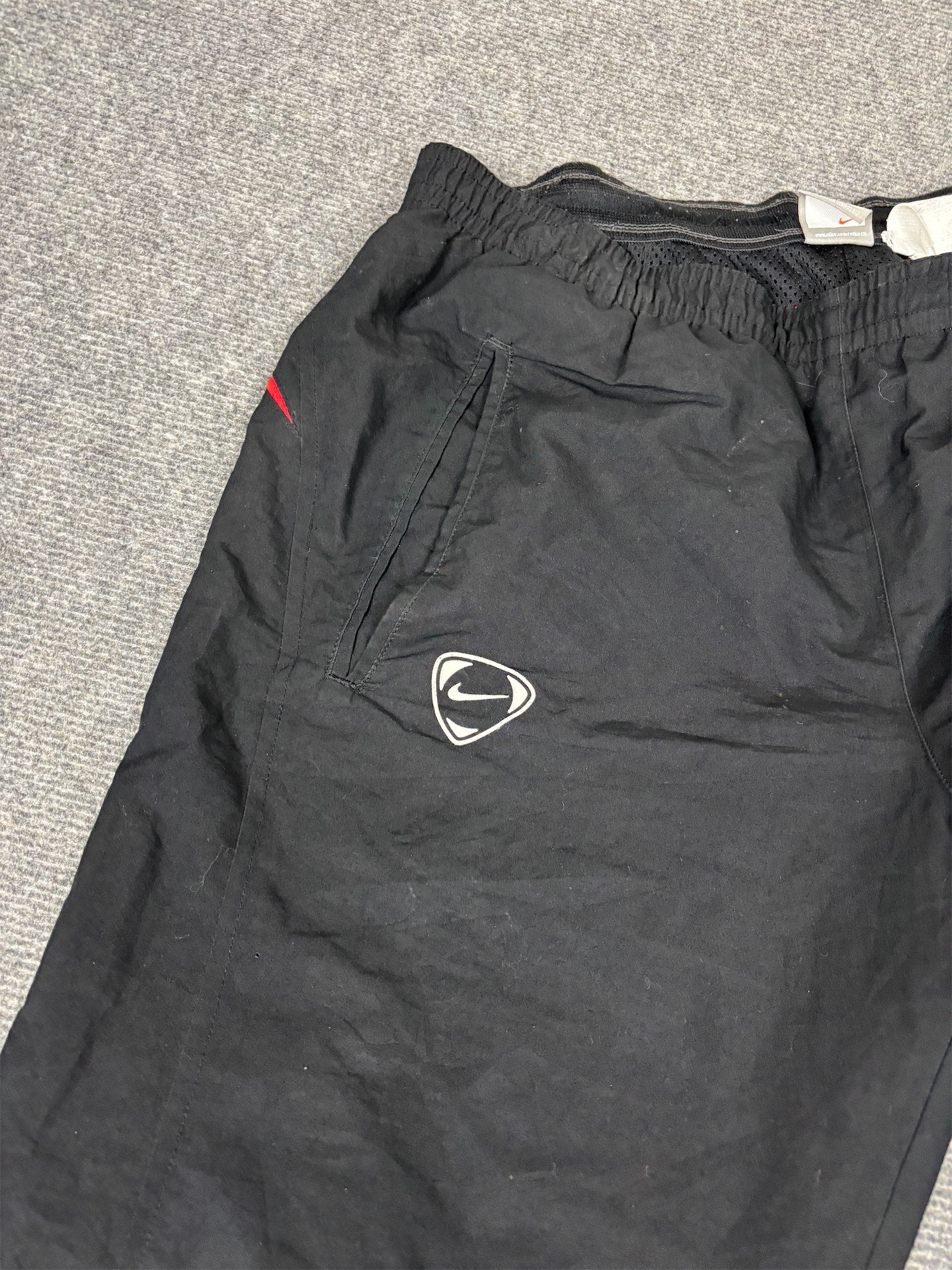 Vintage Y2K Nike Football Track Pants Men's M Black Red White Joggers Wide Leg