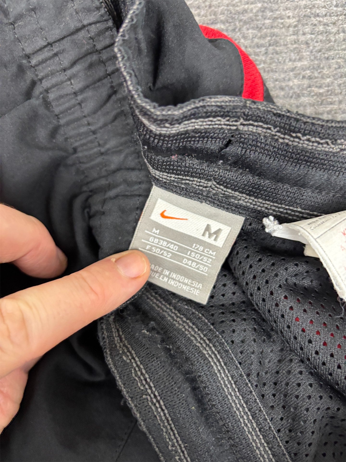 Vintage Y2K Nike Football Track Pants Men's M Black Red White Joggers Wide Leg