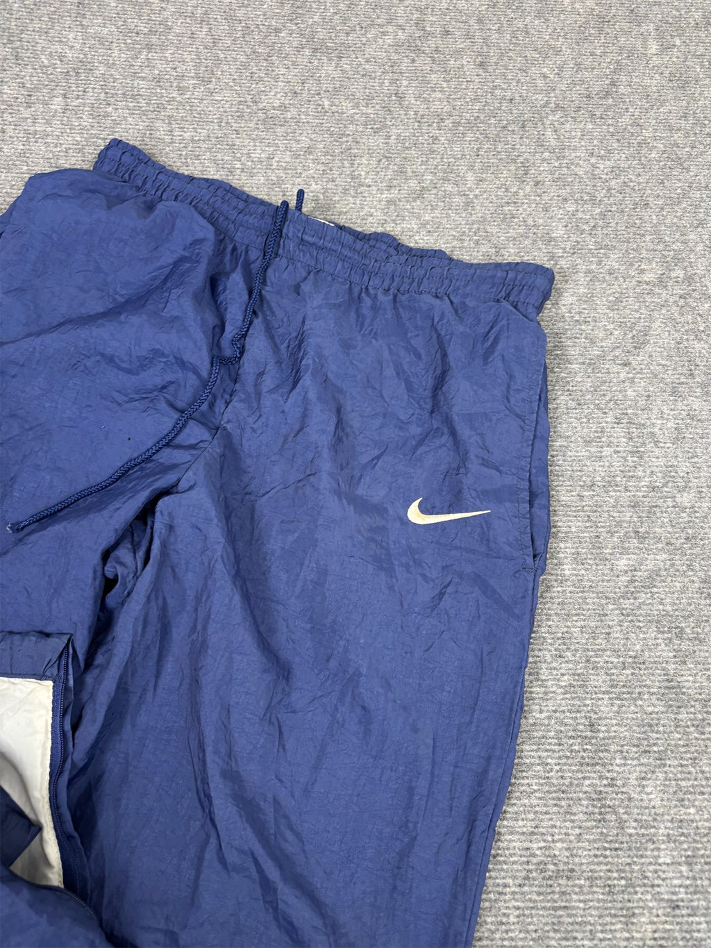 Vintage 90's Nike Track Pants Men's S Navy White Swoosh Joggers Tapered