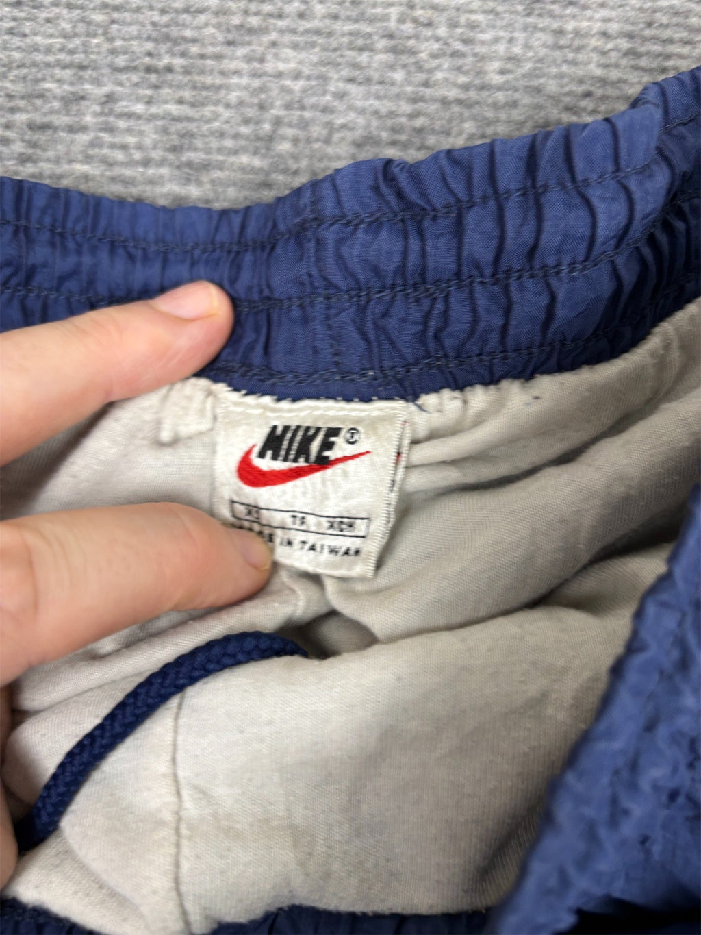Vintage 90's Nike Track Pants Men's S Navy White Swoosh Joggers Tapered