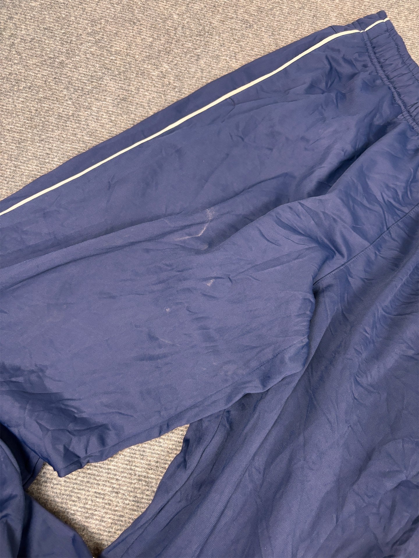 Vintage Y2K Nike Track Pants Men's XL Navy White Piping Joggers Wide Leg
