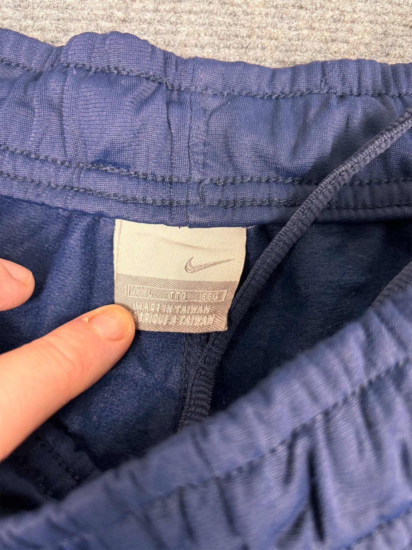 Vintage Y2K Nike Track Pants Men's XL Navy White Piping Joggers Wide Leg
