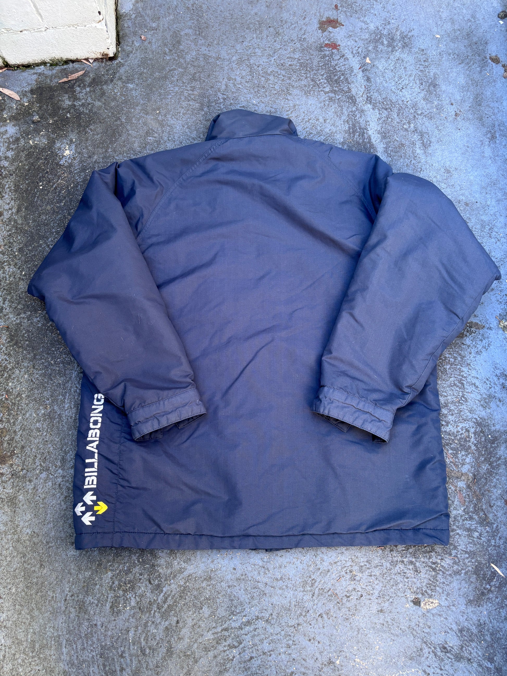 Vintage Y2K Billabong Jacket Size M Navy Spec73 Spell Out Logo Fleece Windbreaker