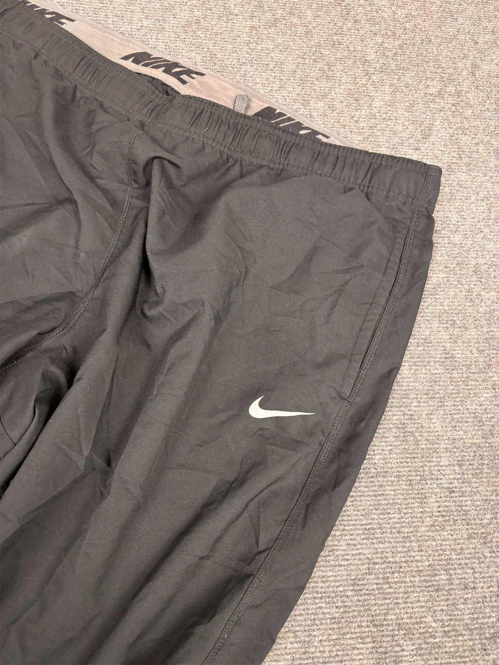 Classic Nike Track Pants Men's XXL Black Dri-Fit Running Joggers Wide Leg