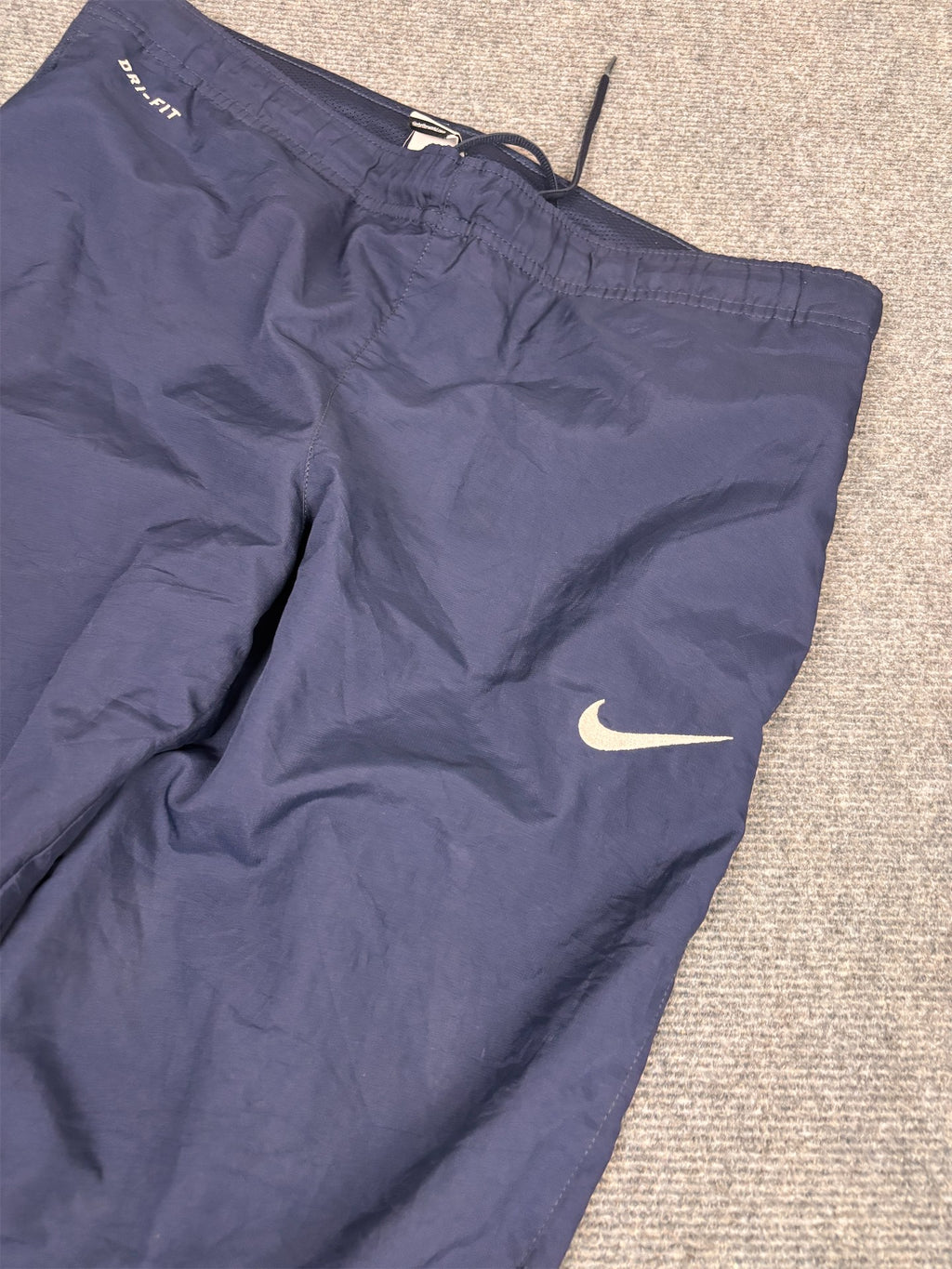 Classic Nike Track Pants Men's S Navy White Swoosh Joggers Wide Leg
