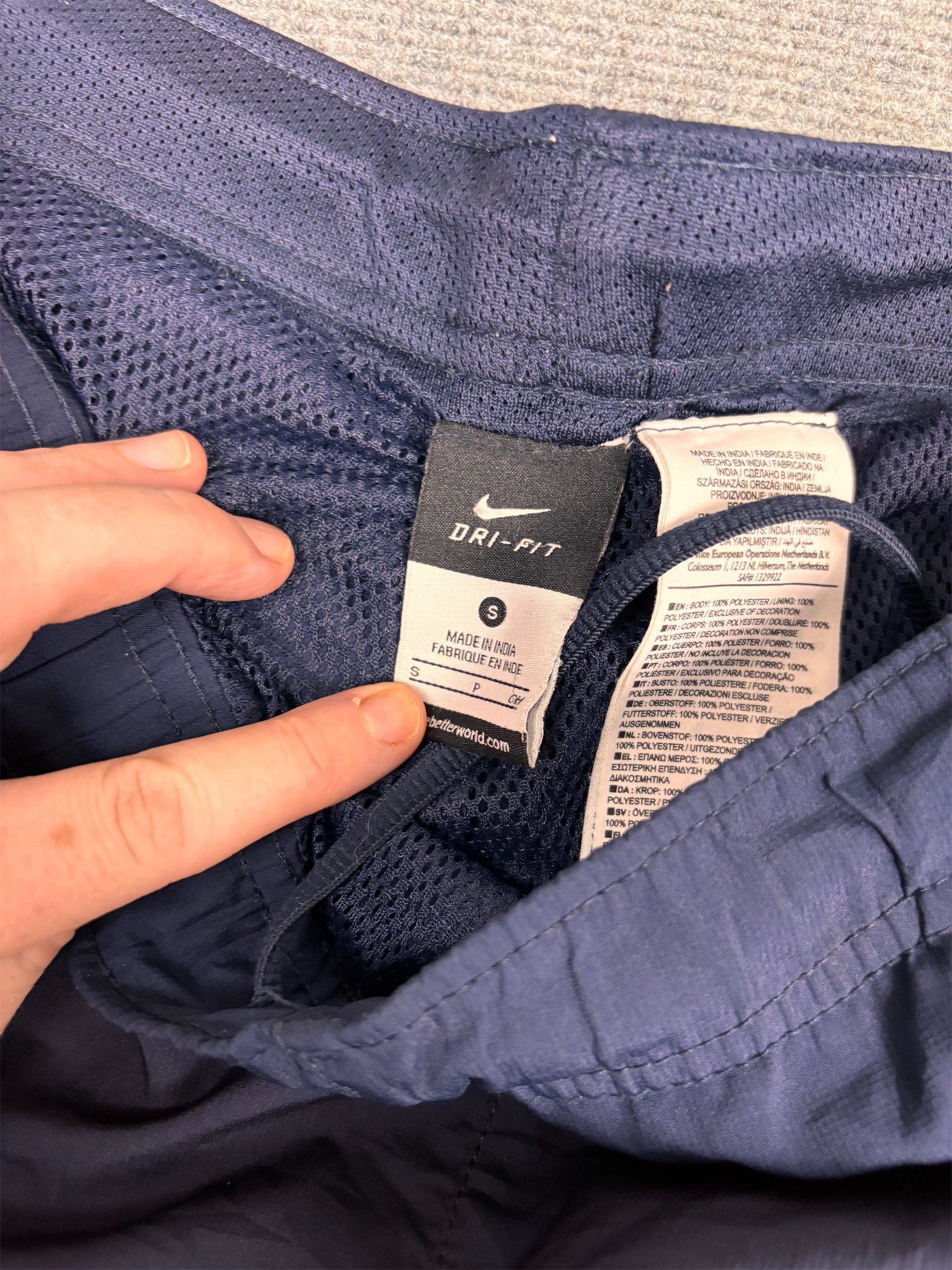 Classic Nike Track Pants Men's S Navy White Swoosh Joggers Wide Leg