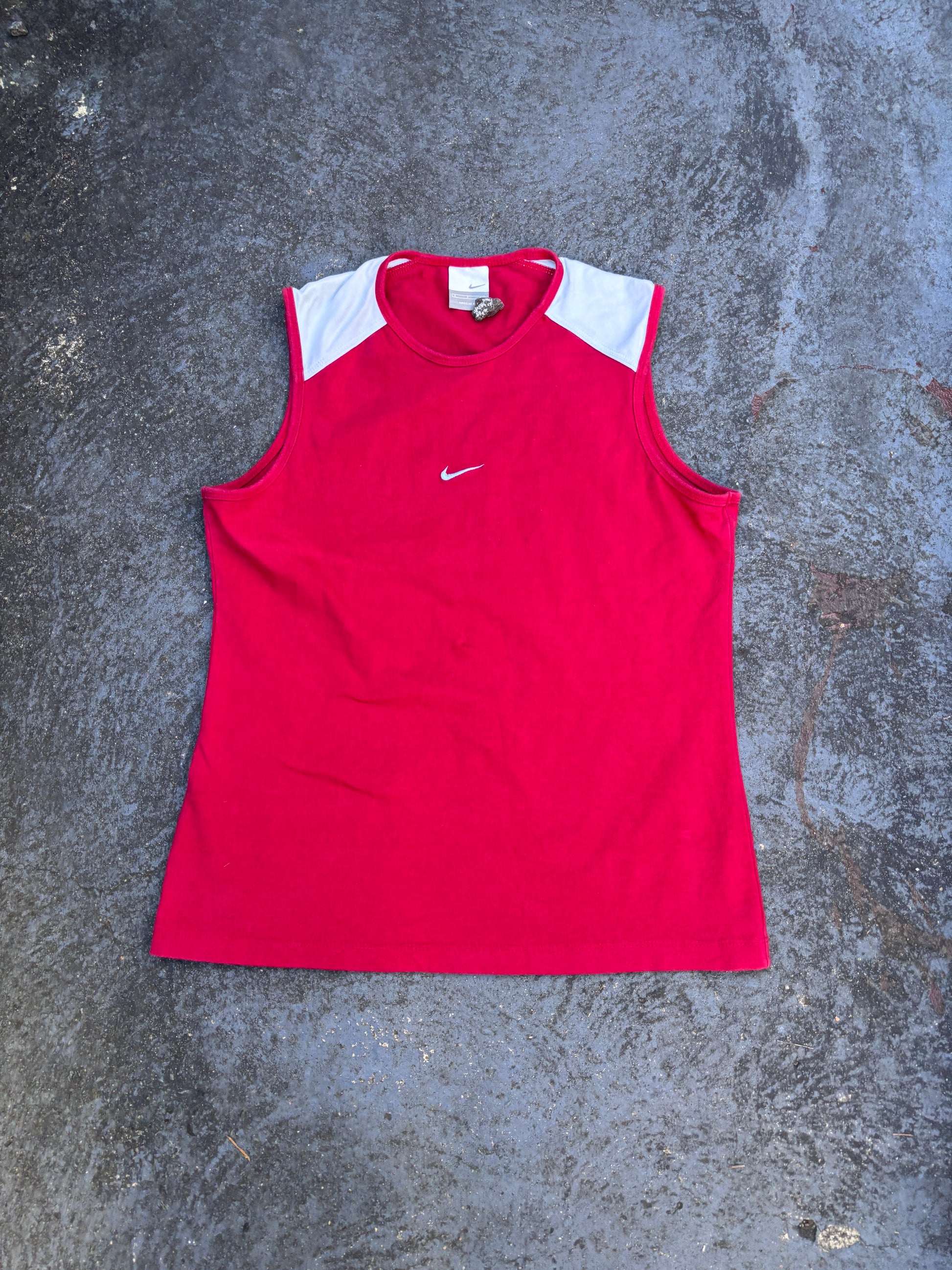 Vintage Y2K Nike Tank Size S Red White Center Swoosh Sleeveless Top