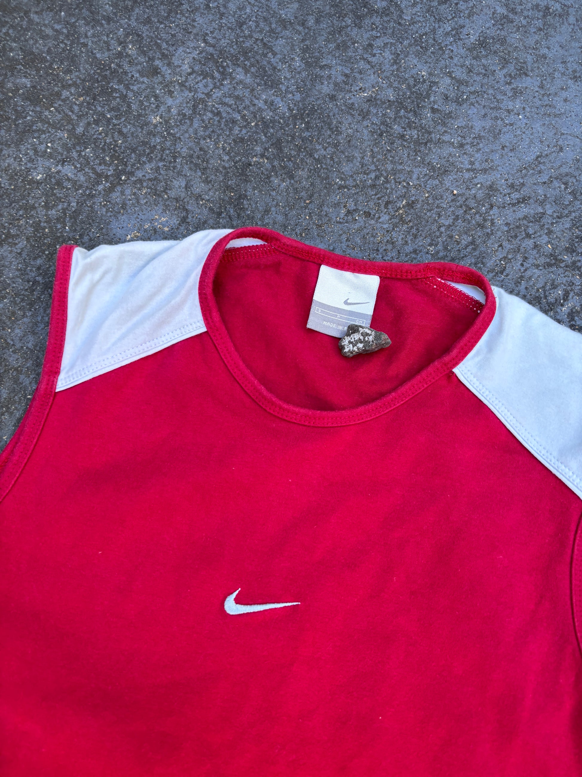 Vintage Y2K Nike Tank Size S Red White Center Swoosh Sleeveless Top