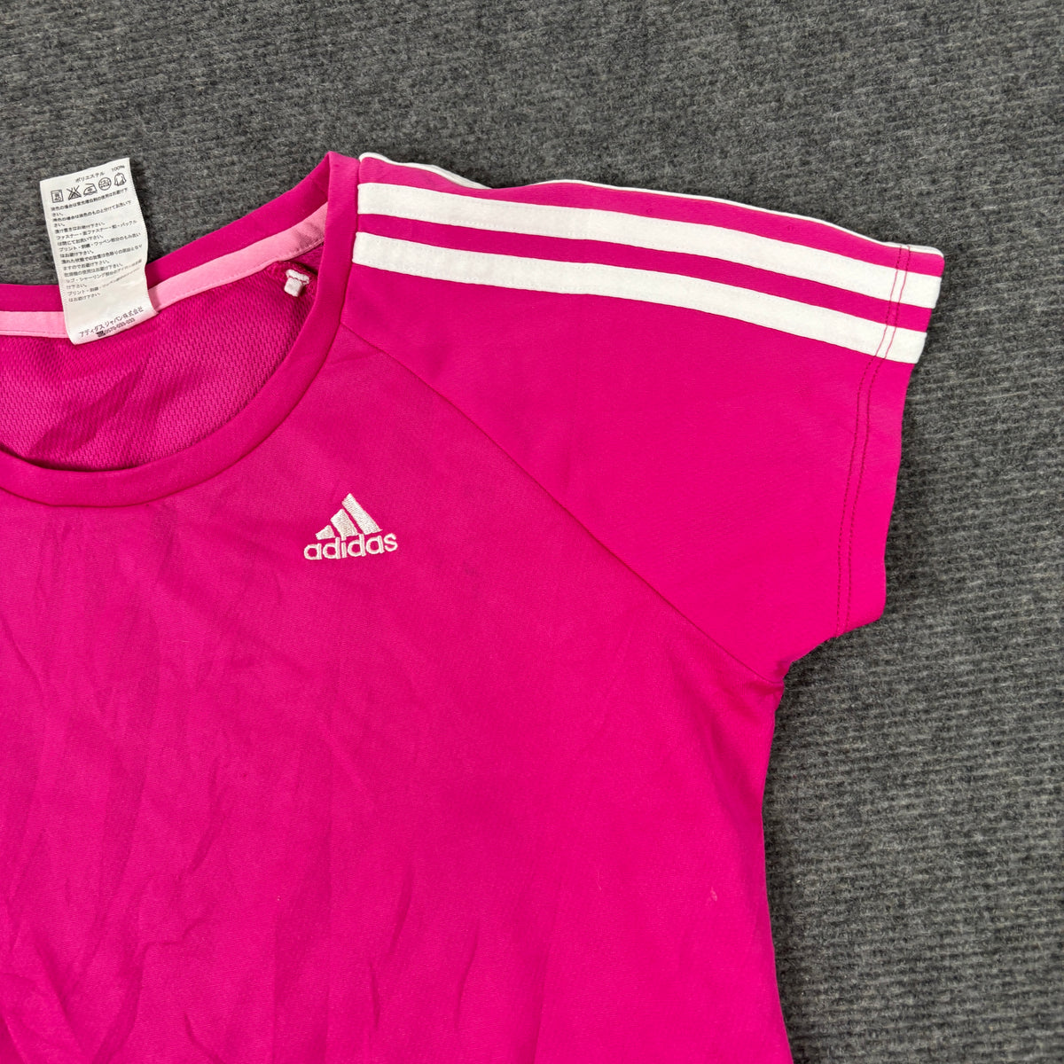 Adidas Climalite T-shirt Women's Small Pink White Petite Activewear Baby Tee