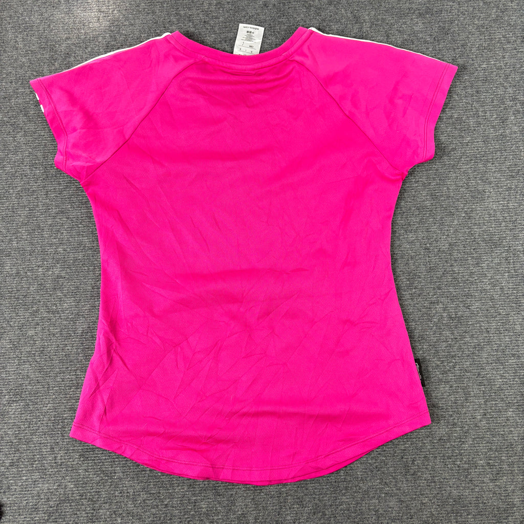 Adidas Climalite T-shirt Women's Small Pink White Petite Activewear Baby Tee