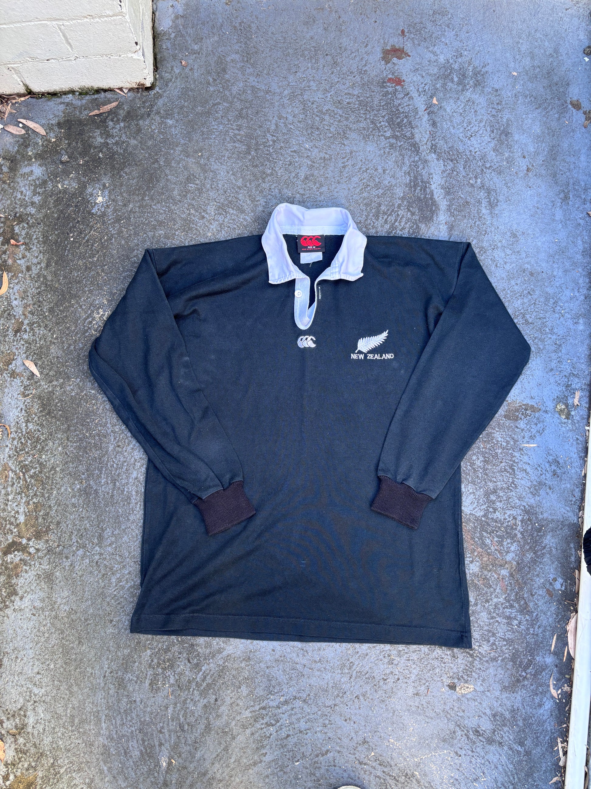 Vintage 90s Canterbury New Zealand All Blacks Rugby Jersey Size M Made in NZ