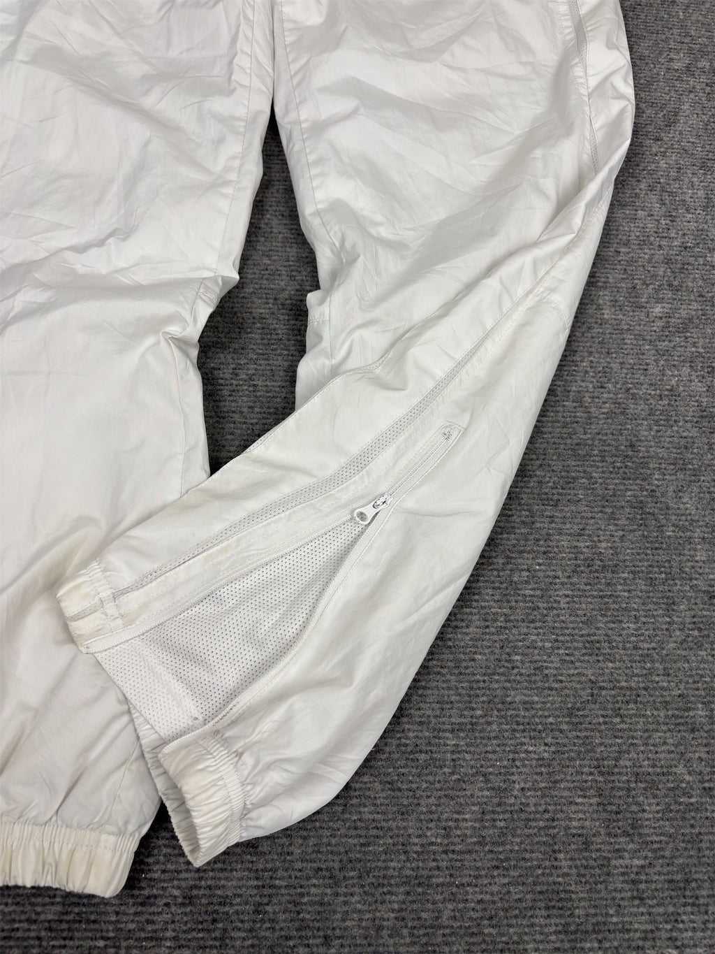 Vintage Y2K Nike Track Pants Women's S White Black Swoosh Mesh Panels Tapered