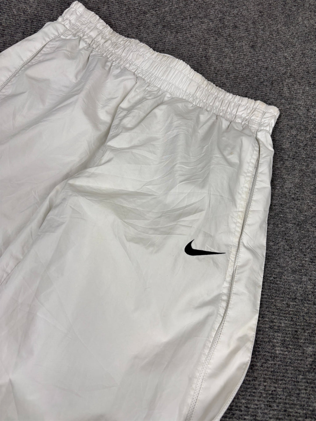 Vintage Y2K Nike Track Pants Women's S White Black Swoosh Mesh Panels Tapered