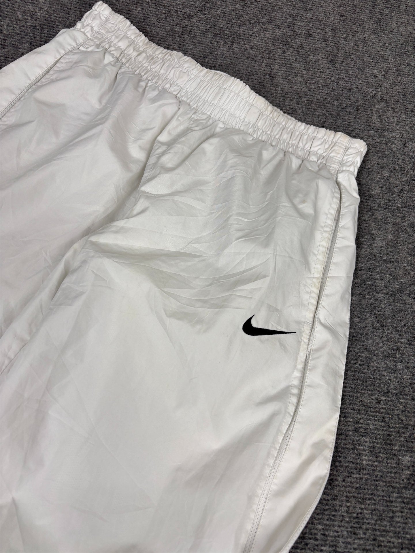 Vintage Y2K Nike Track Pants Women's S White Black Swoosh Mesh Panels Tapered