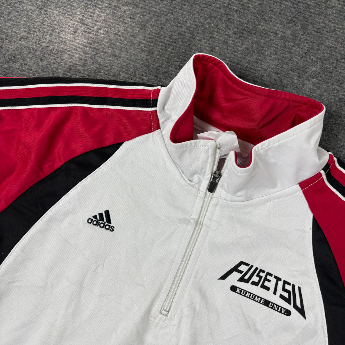 y2k Adidas Climalite 1/4 Zip T-shirt Men's Small Grey Red Activewear Jersey