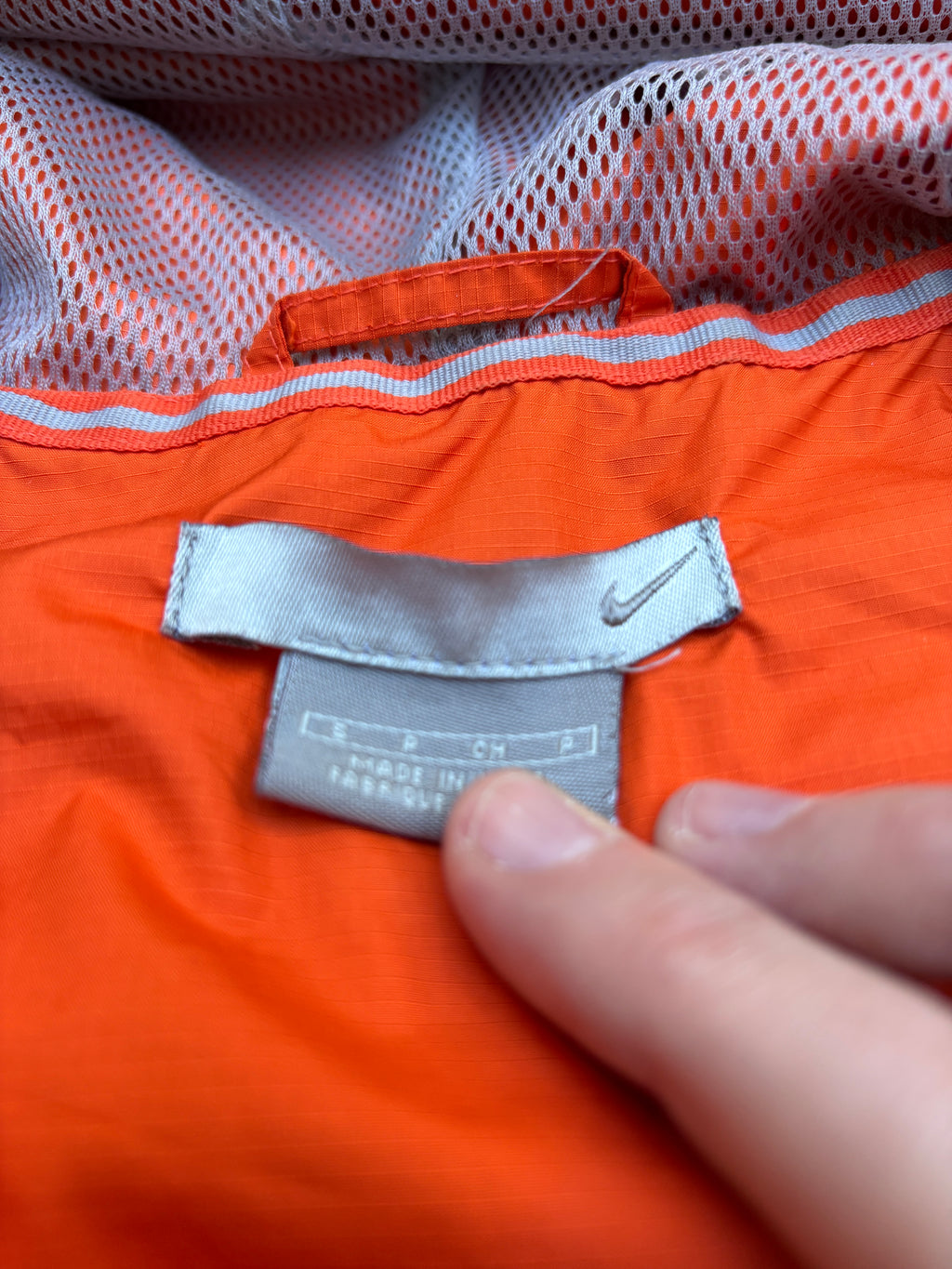 Vintage Y2K Nike 1/4 Zip Jacket Women’s S Orange Grey Swoosh Hooded Side Zip Pouch Pocket