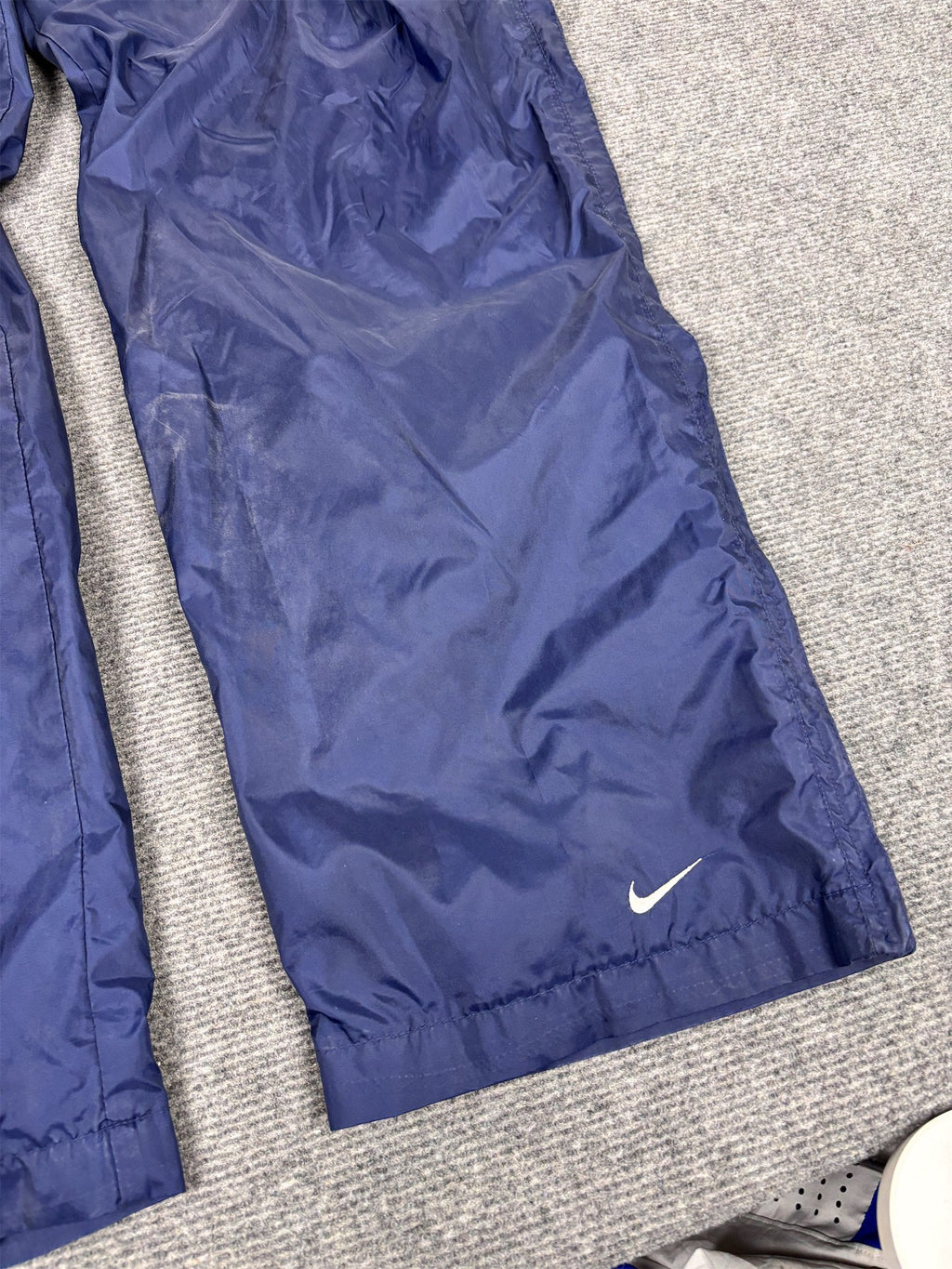 Vintage Y2K Nike Track Pants Men's L Navy White Swoosh Joggers Wide Leg