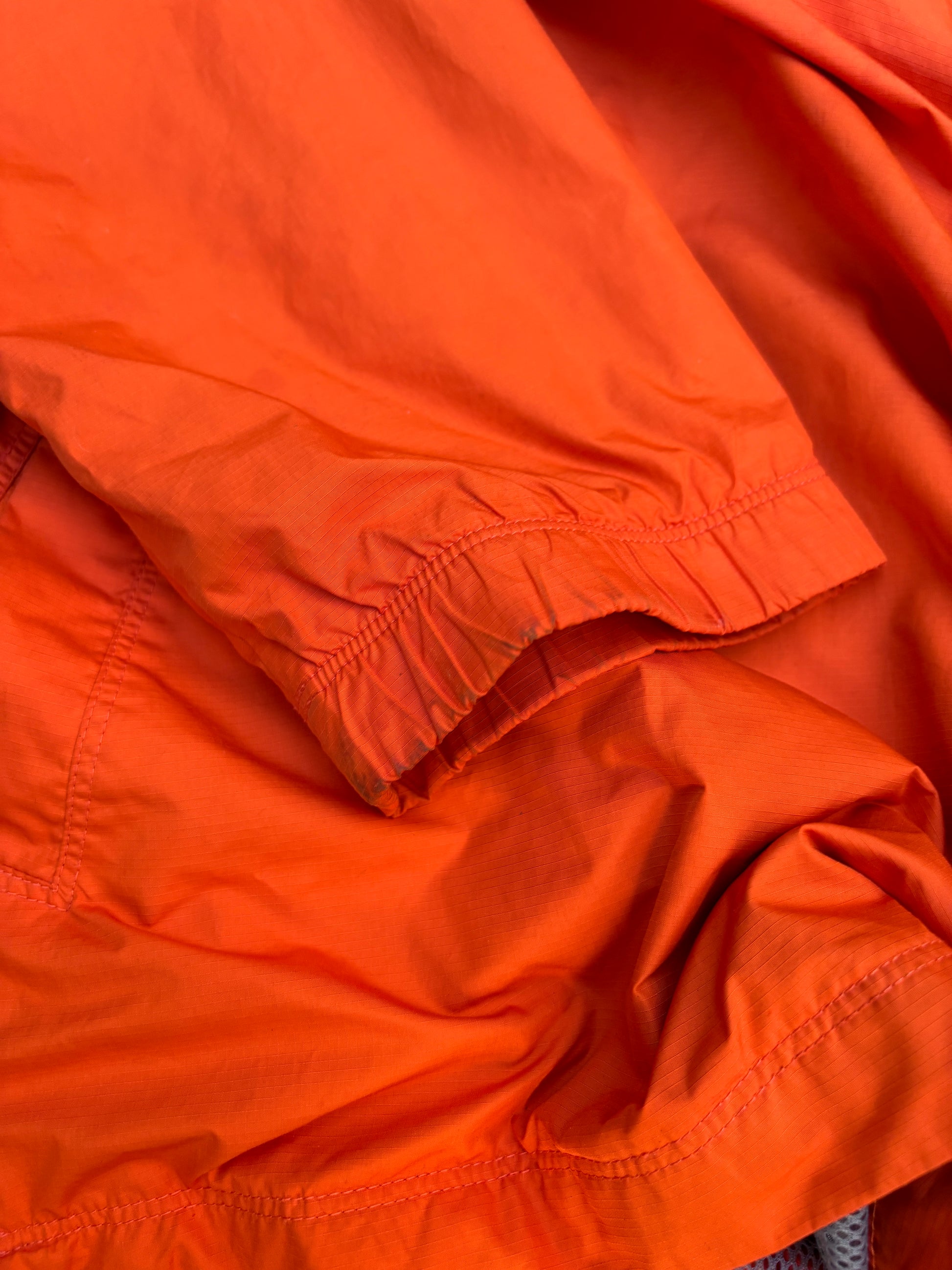 Vintage Y2K Nike 1/4 Zip Jacket Women’s S Orange Grey Swoosh Hooded Side Zip Pouch Pocket