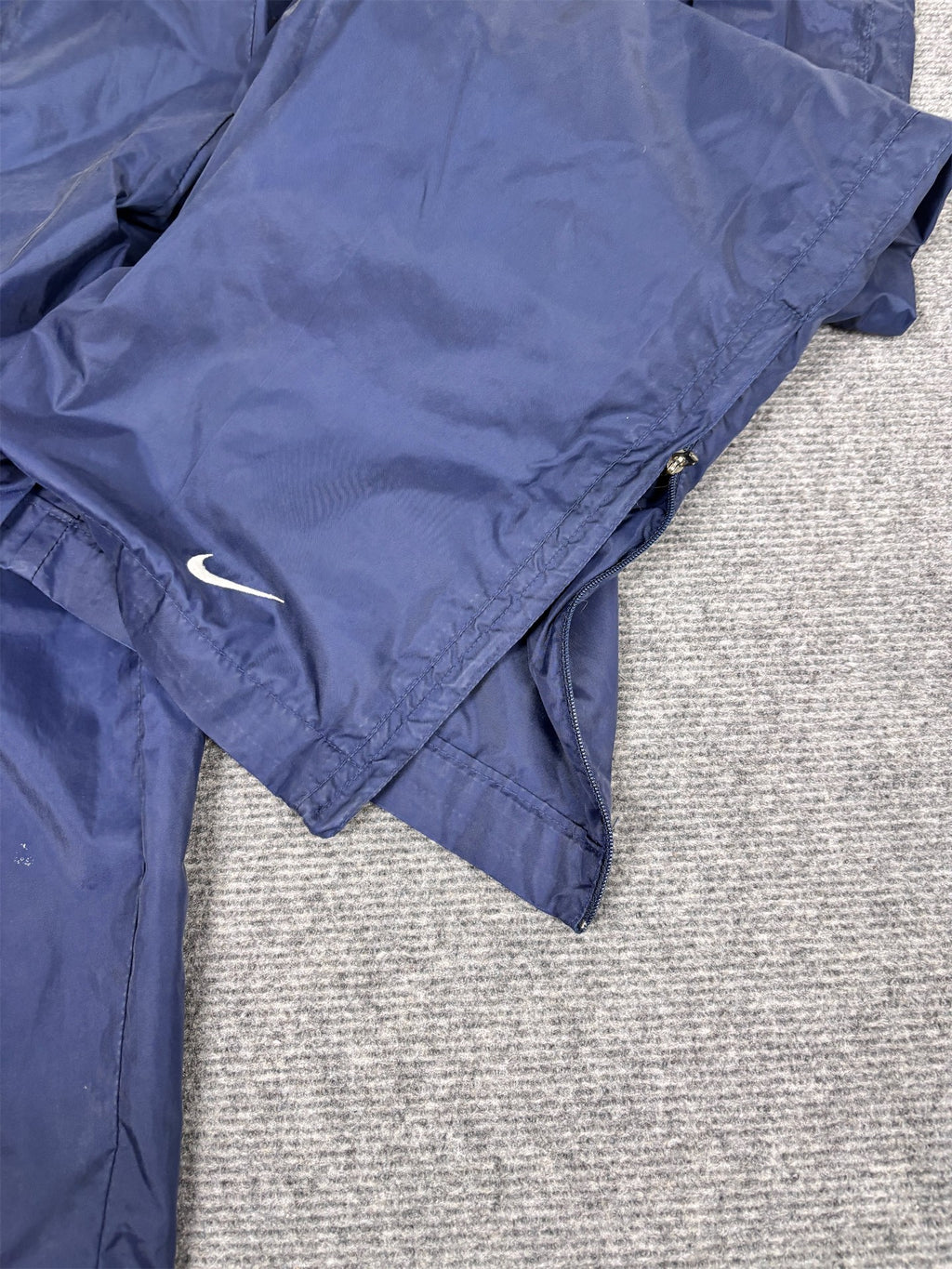 Vintage Y2K Nike Track Pants Men's L Navy White Swoosh Joggers Wide Leg