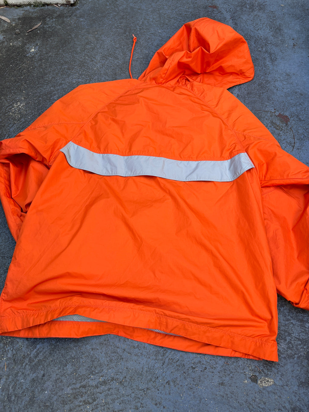 Vintage Y2K Nike 1/4 Zip Jacket Women’s S Orange Grey Swoosh Hooded Side Zip Pouch Pocket