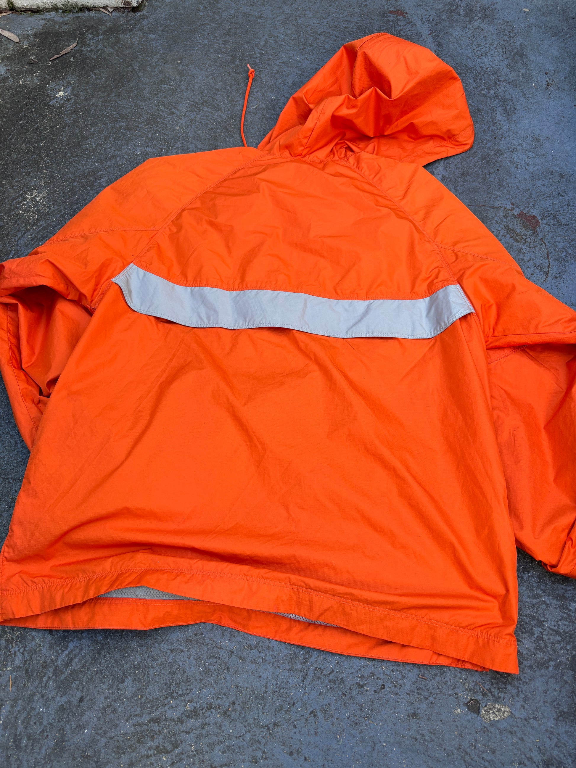 Vintage Y2K Nike 1/4 Zip Jacket Women’s S Orange Grey Swoosh Hooded Side Zip Pouch Pocket