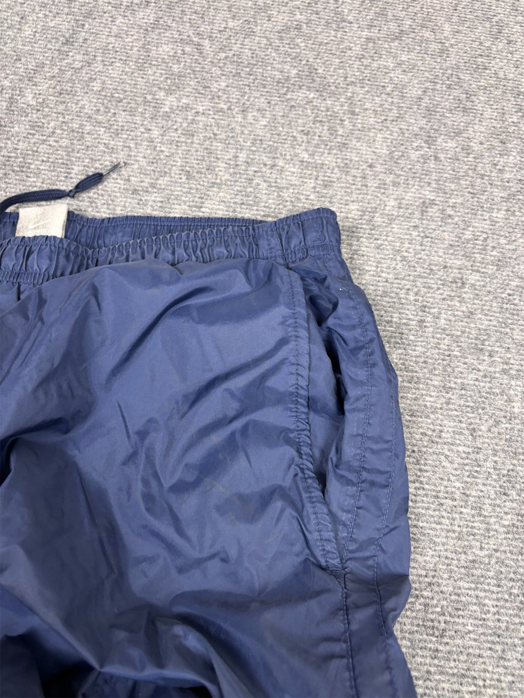 Vintage Y2K Nike Track Pants Men's L Navy White Swoosh Joggers Wide Leg