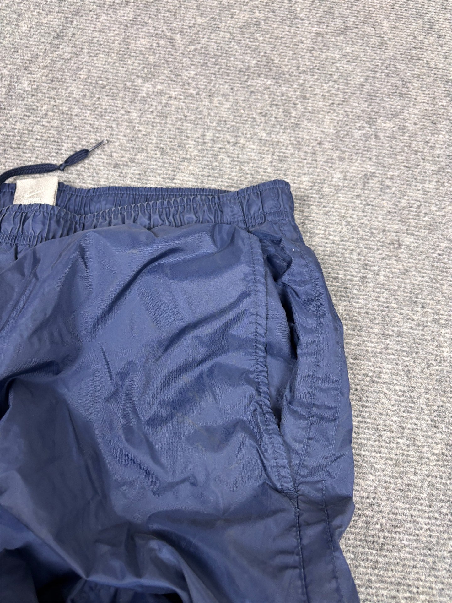 Vintage Y2K Nike Track Pants Men's L Navy White Swoosh Joggers Wide Leg