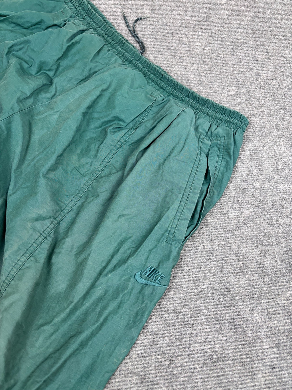 Vintage 90's Nike Track Pants Men's XXL Green Stitching Detail Parachute Joggers Wide Leg