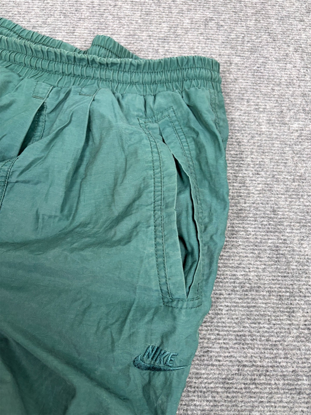 Vintage 90's Nike Track Pants Men's XXL Green Stitching Detail Parachute Joggers Wide Leg