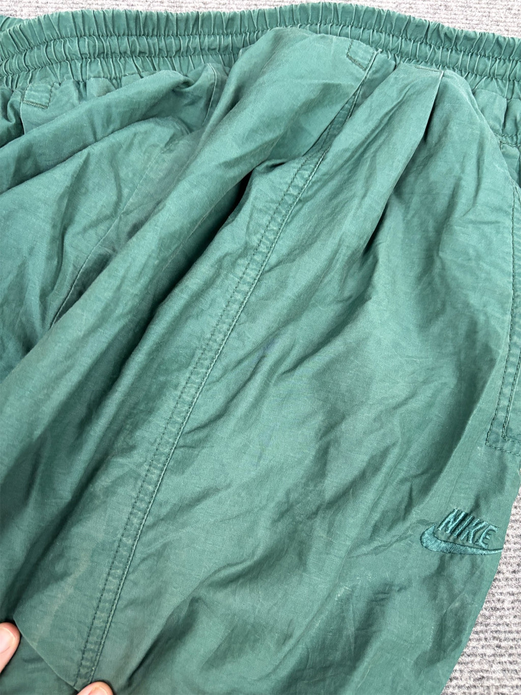 Vintage 90's Nike Track Pants Men's XXL Green Stitching Detail Parachute Joggers Wide Leg