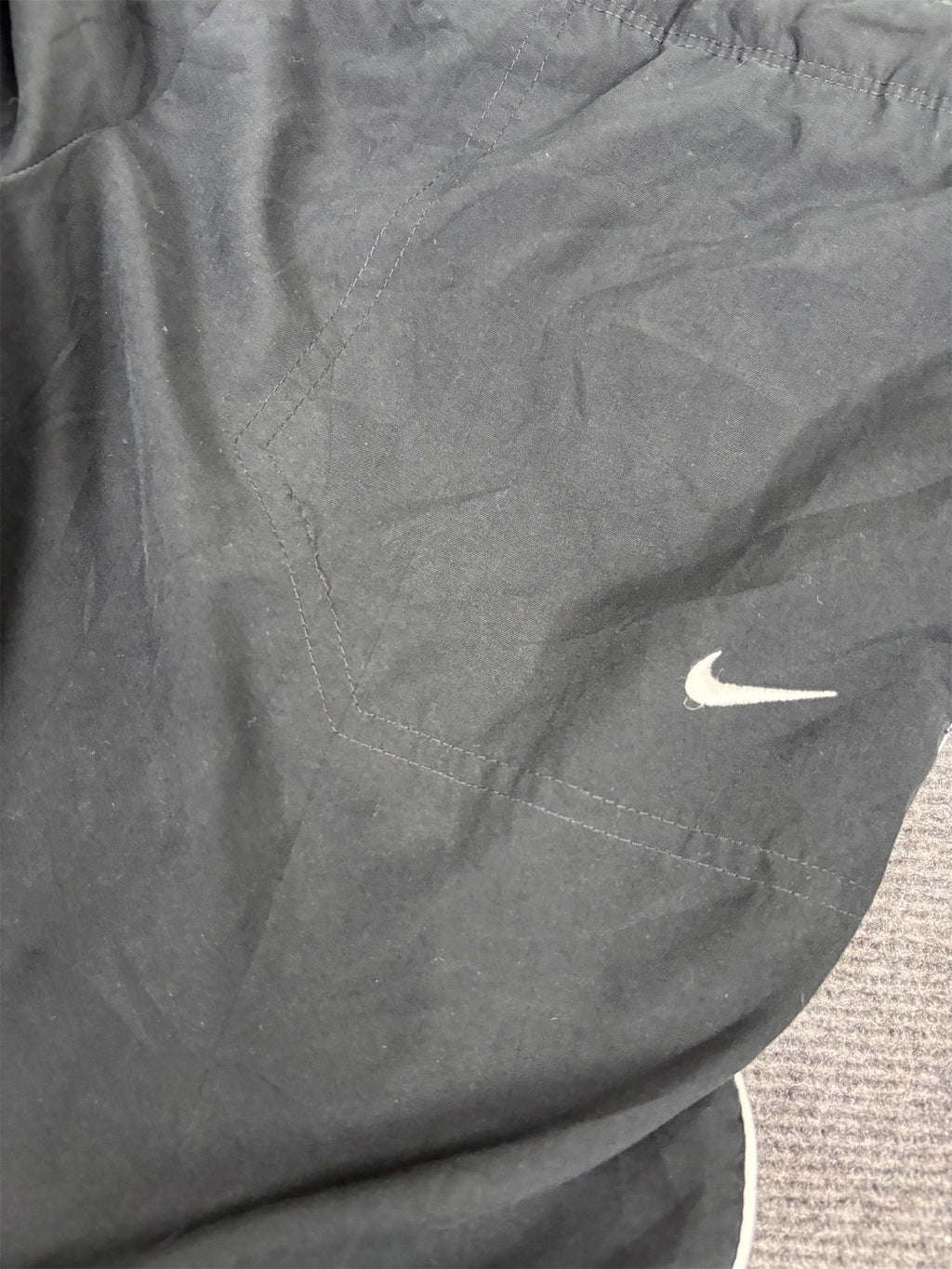Vintage Y2K Nike Track Pants Women's L Black White Piping Joggers Straight Leg
