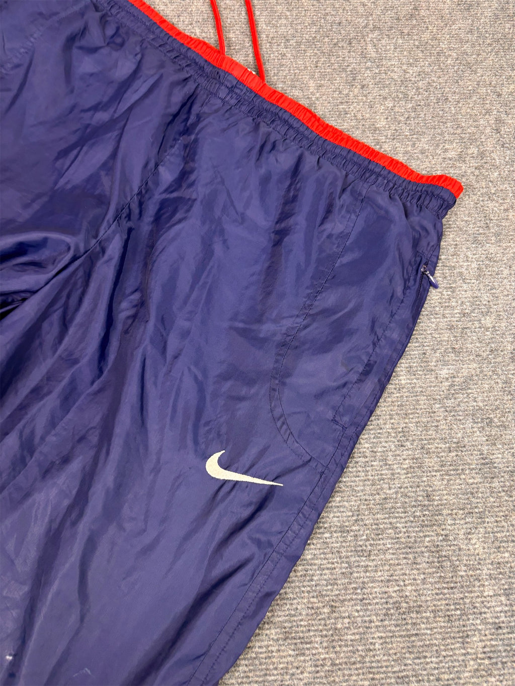 Vintage Y2K Nike Track Pants Men's L Navy Red White Swoosh Joggers Wide Leg