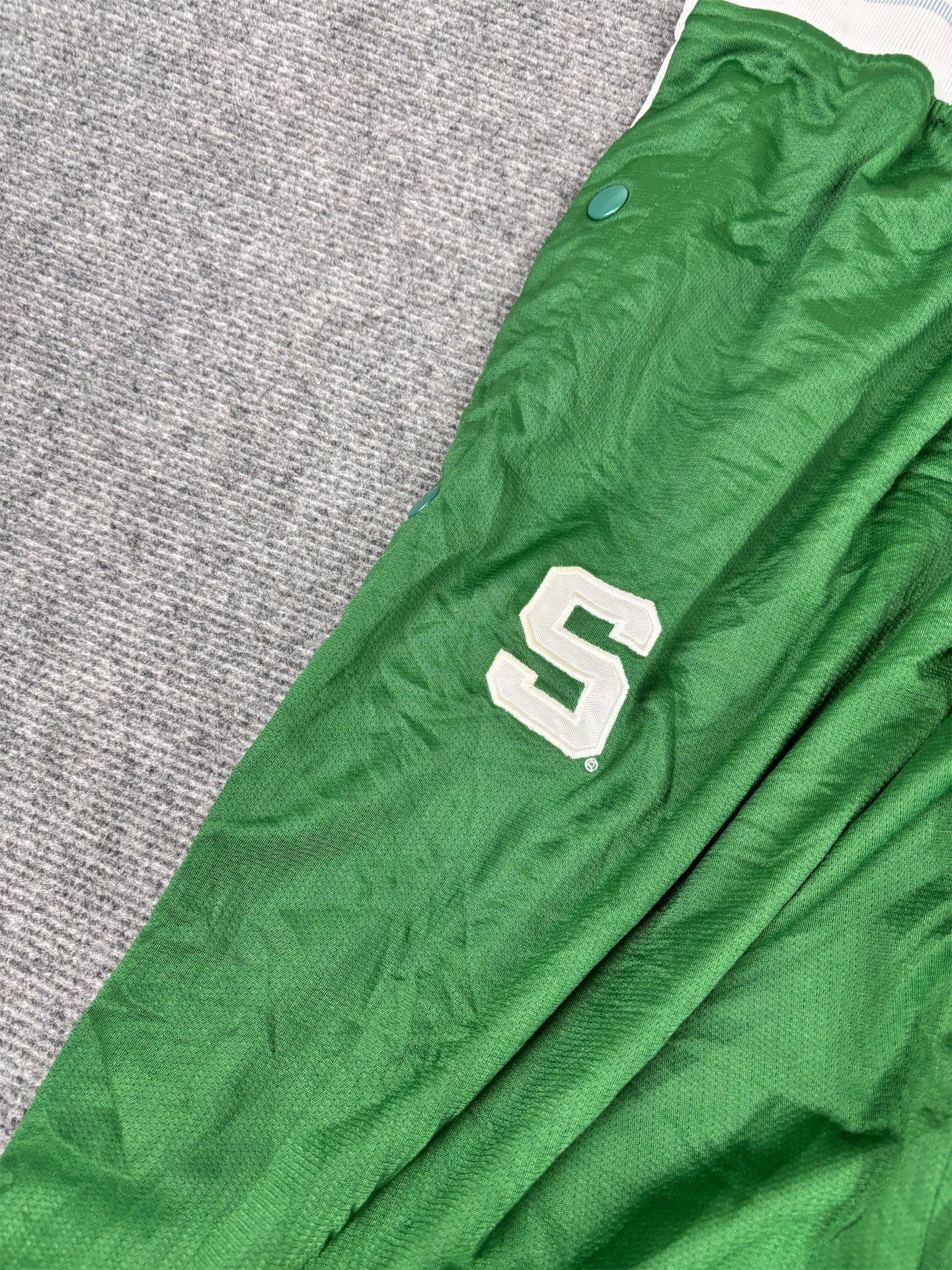 Vintage Y2K Nike Team Track Pants Men's L Green White Tear Away Joggers Wide Leg