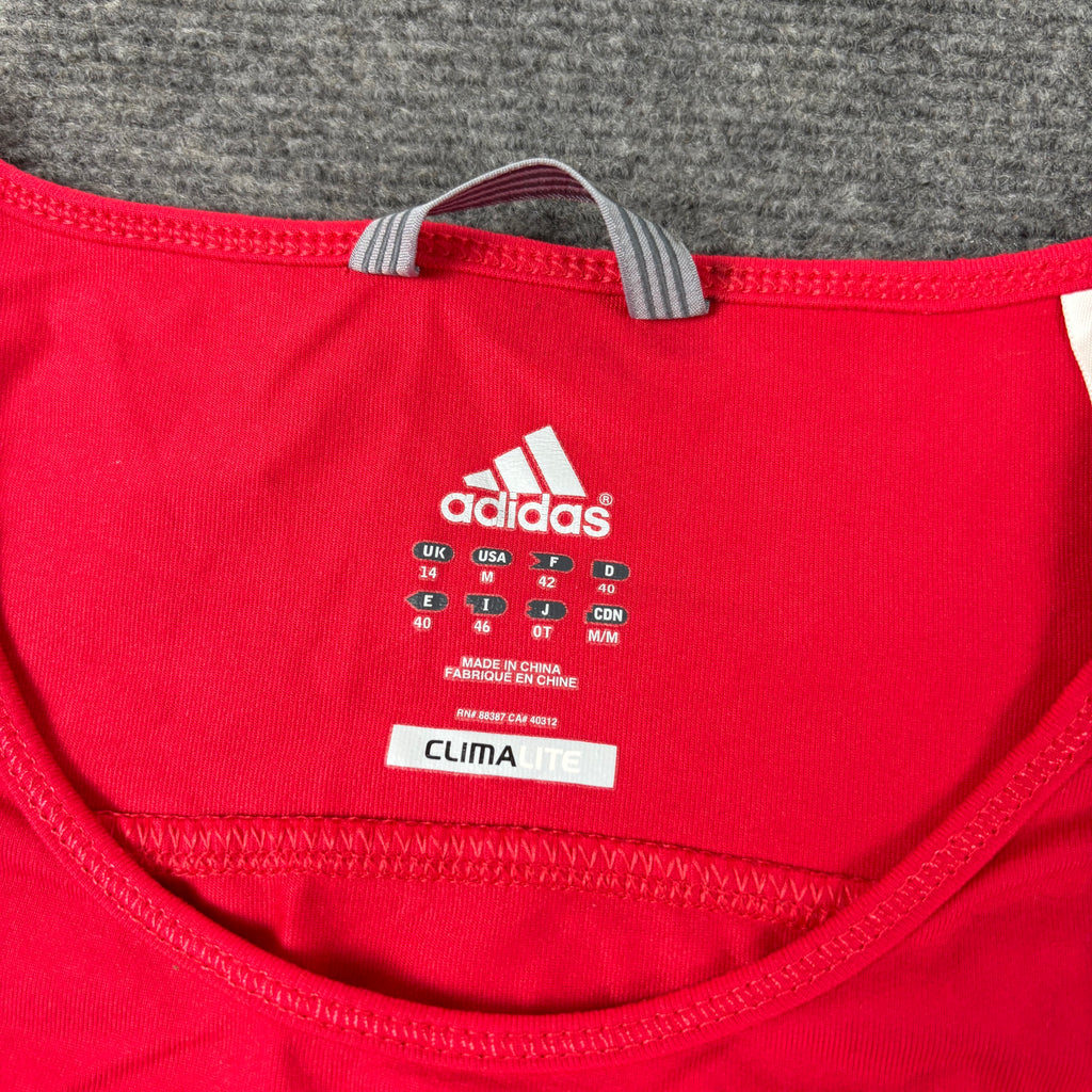 Adidas y2k Activewear Top Women's XS Red Three Stripe Baby Tee Petite