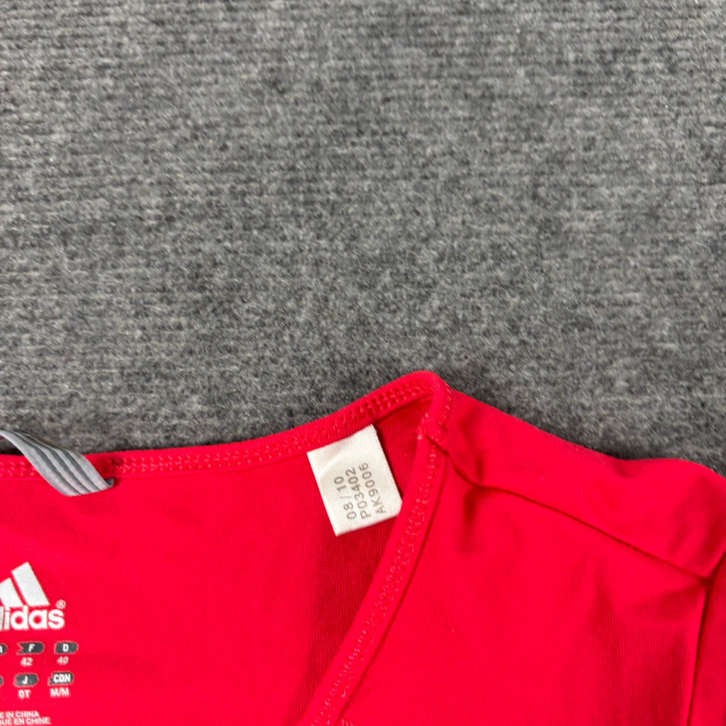 Adidas y2k Activewear Top Women's XS Red Three Stripe Baby Tee Petite