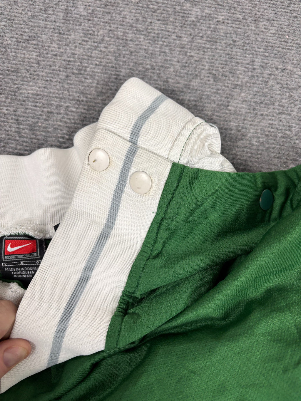 Vintage Y2K Nike Team Track Pants Men's L Green White Tear Away Joggers Wide Leg