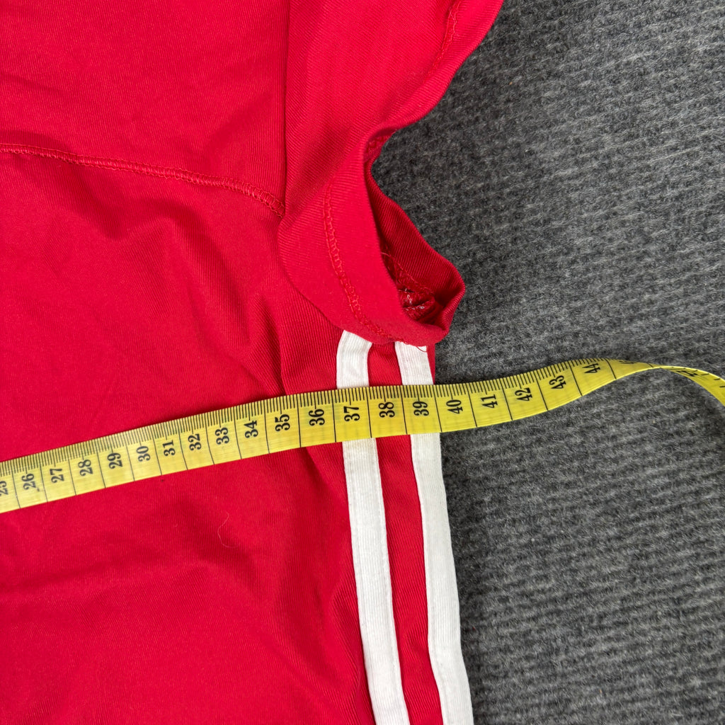 Adidas y2k Activewear Top Women's XS Red Three Stripe Baby Tee Petite