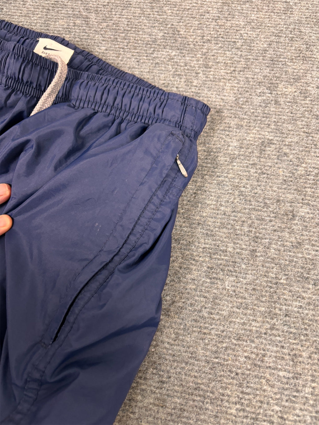 Vintage 90's Nike Track Pants Women's S Navy White Swoosh Joggers Tapered
