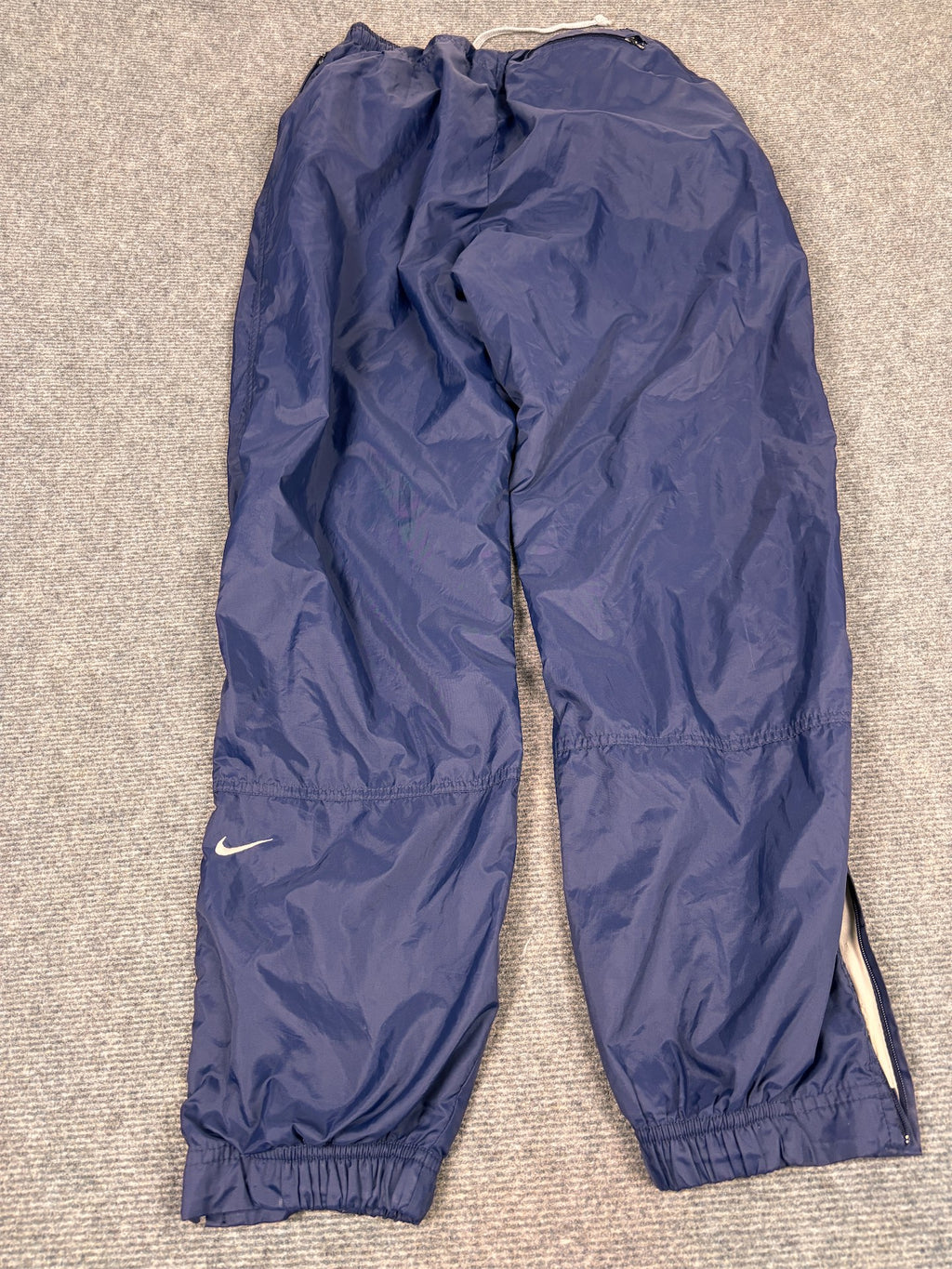 Vintage 90's Nike Track Pants Women's S Navy White Swoosh Joggers Tapered