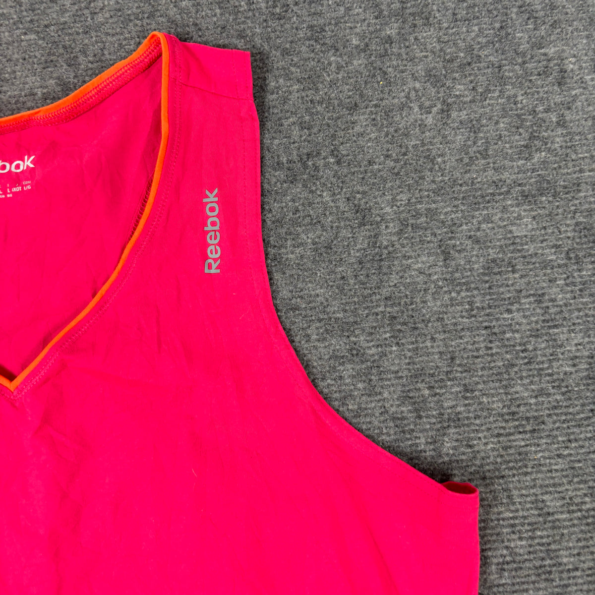 Reebok V-Neck Running Tank Women's Medium Pink Orange Trim Activewear