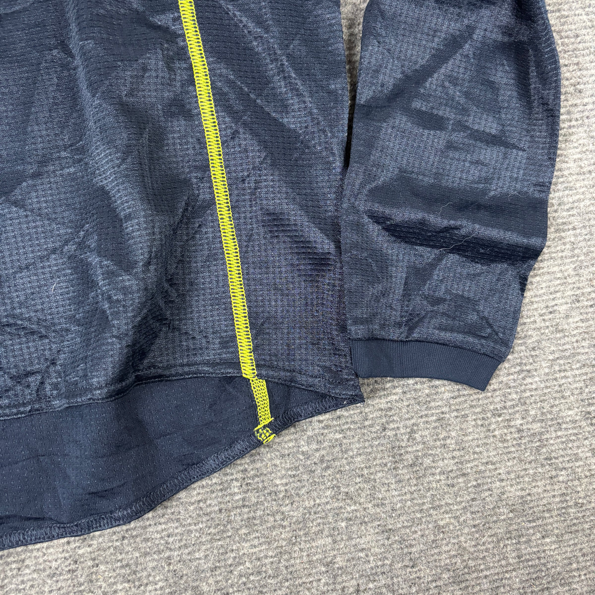 y2k Adidas Climalite Running Long Sleeve Top Men's Small Charcol Yellow Volt Stitching Activewear