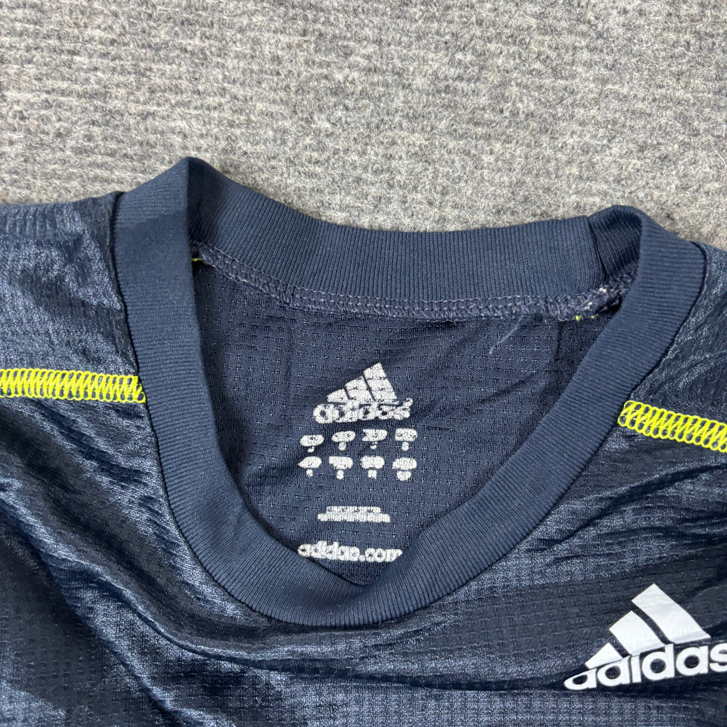 y2k Adidas Climalite Running Long Sleeve Top Men's Small Charcol Yellow Volt Stitching Activewear