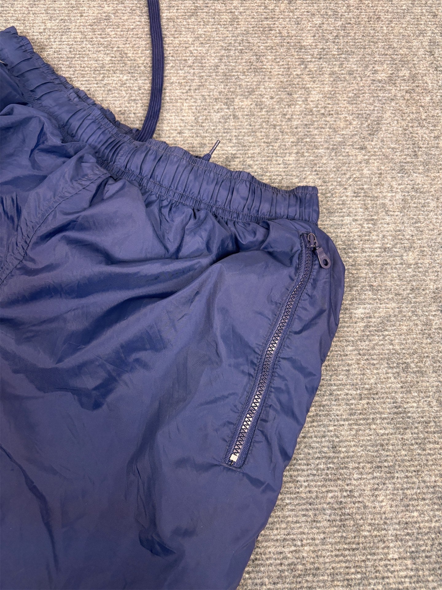 Vintage Y2K Nike Track Pants Women's M Navy White Ankle Swoosh Joggers Straight Leg