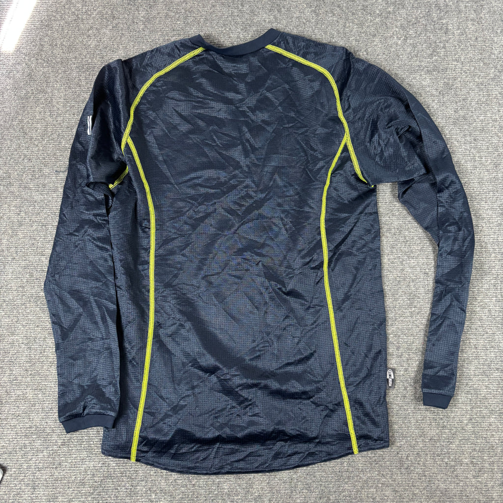 y2k Adidas Climalite Running Long Sleeve Top Men's Small Charcol Yellow Volt Stitching Activewear